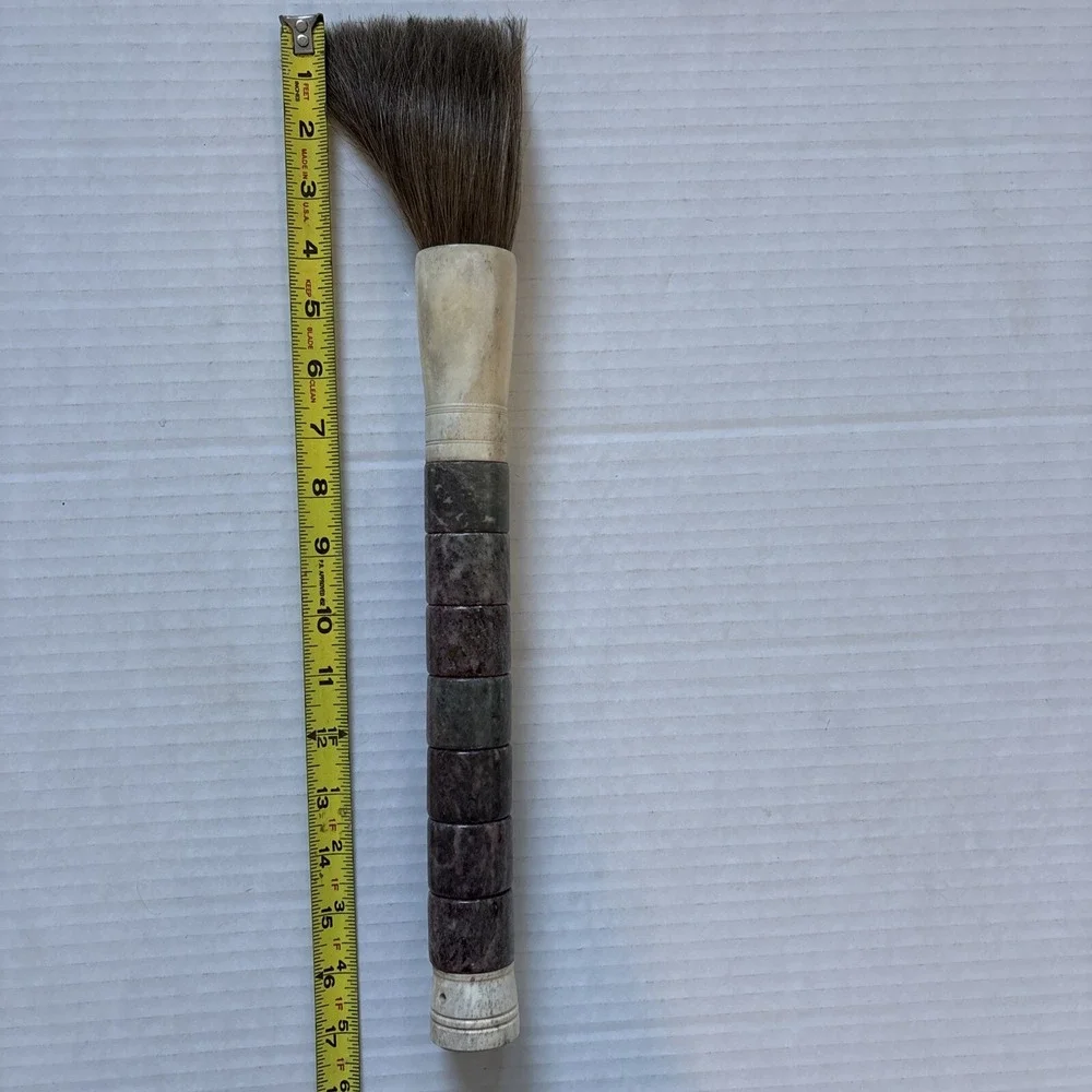 Large Antique Chinese Jade Stone Bone Horsehair Calligraphy Scholars‎ 13